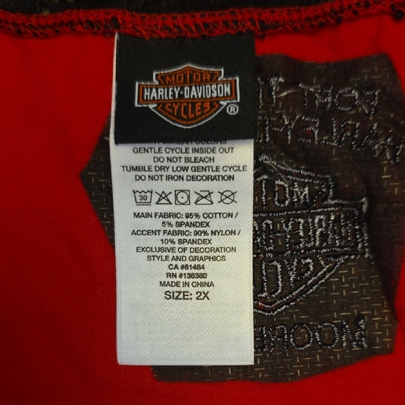 Harley-Davidson Red Tank Top with Black Trim and Rhinestone Accents - Picture 2 of 3
